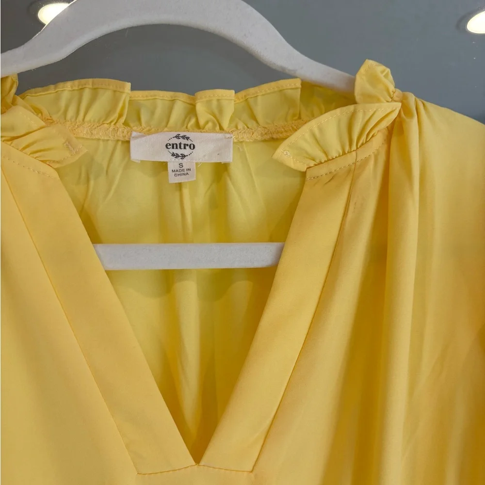 NWOT Entro Sunny Yellow Tiered Dress - Picture 3 of 4